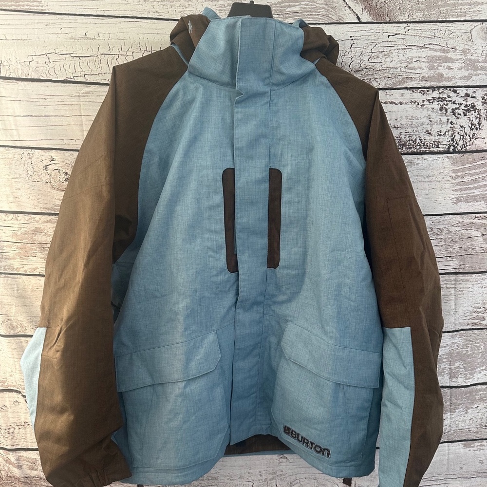 Burton TWC White Collection Snowboard Jacket Men's Large VGUC Blue/Brown